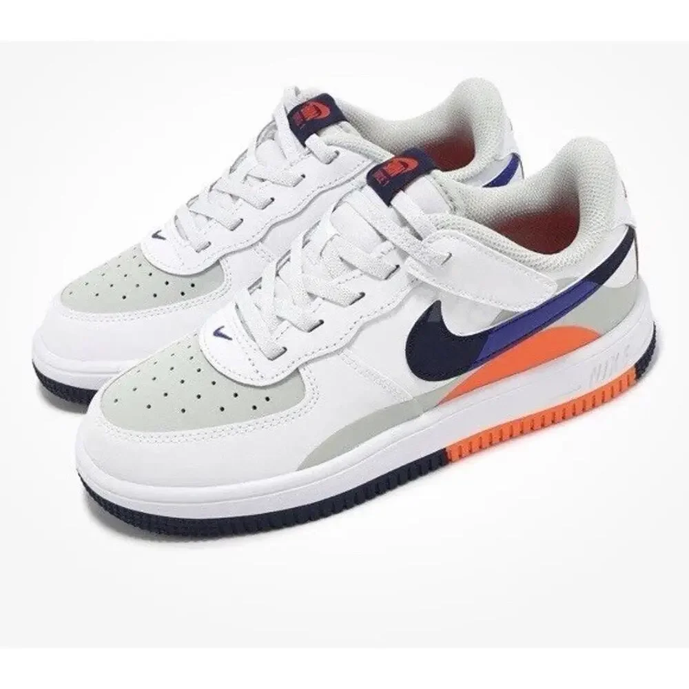 Nike Force 1 Low Easyon LV8 2 PS Light Silver Navy Kids Preschool Sz 8c NEW